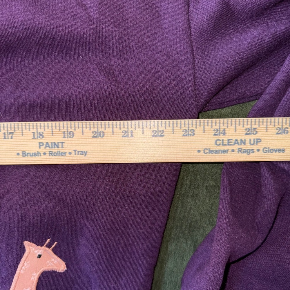 Vintage Jerzees Sweatshirt Cardigan Novelty Noahs Ark Animal Applique Purple‎ L - Picture 6 of 7